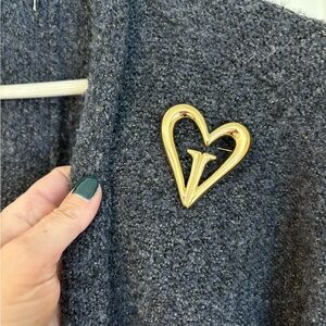 VINTAGE - St John 2.0"x 2.0" 24KP Gold Heart Pin